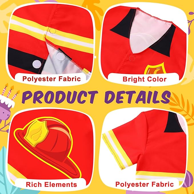 Jiuguva 12 Pcs Kids Role Play Dress up Clothes Community Helper Career Costumes for Toddler Pretend Play Firefighters Police Doctors Nurse Halloween Costume Cosplay Set for Kids over Age 6