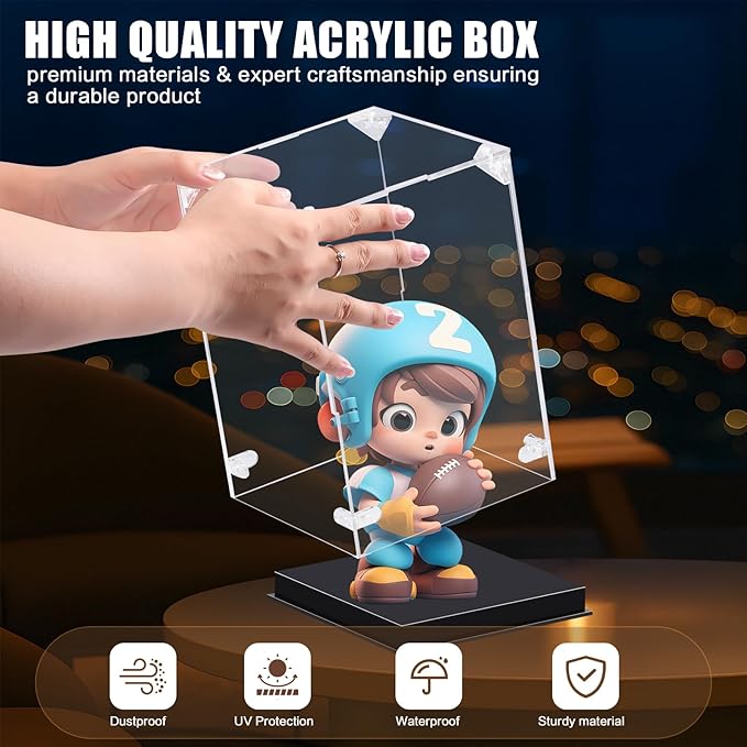 Acrylic Display Case for Action Figures,Clear Acrylic Display Box for Collectibles Home Storage & Organizing Figures Models Doll Toys 6" Lx6 Wx8 H