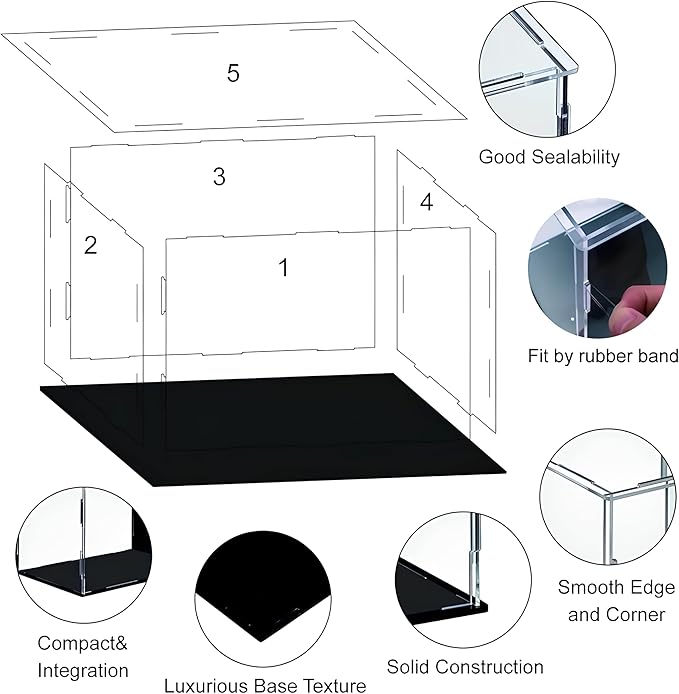 Acrylic Display Case 18x26x14in(Length x Width x Height), Solid Wooden Base Dustproof Clear Display Box Showcase for Cars Diecast Model Cars