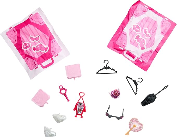 Monster High Skulltimate Secrets Draculaura Doll and Accessories Set, Destination: Gore-geous Oasis with Suitcase and 19+ Surprises Like Clothes