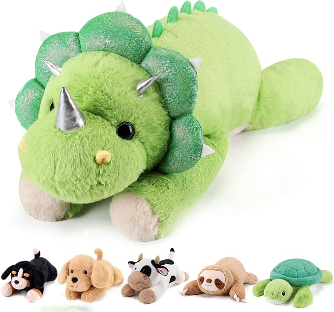 Triceratops Weighted Stuffed Animals - 22 Inch 4.5 Pounds Weighted Plushies Dinosaur Stuffed Animals - Big Dino Plush Pillow - Cute Plush Toy Gifts for Kids & Adults (22" 4.5 lbs)