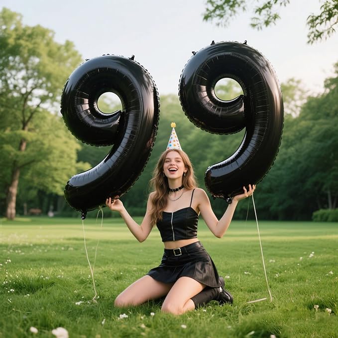 40 Inch Large Black Number 9 Balloons Foil Balloons 19th 39th 49th 59th 69th Giant Number Balloons for Men Women Birthday Party Anniversary Celebration Decorations