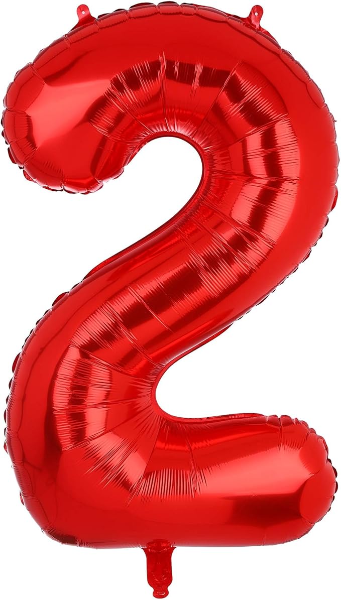 40 Inch 2 Red Number Balloons Mylar Foil Helium Digital Balloons Baby Shower 2st Birthday Party Decor Supplies