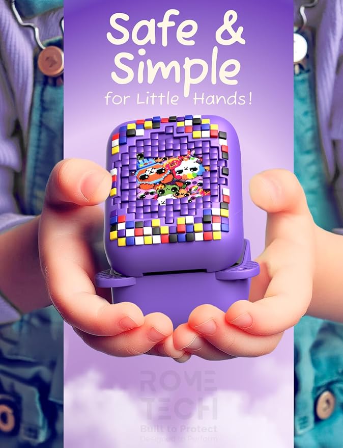Rome Tech Silicone Case for Bitzee Interactive Toy Digital Pet and Case - 2 in 1 Protective Cover + Lanyard for Bitzee Pet Toy - Purple