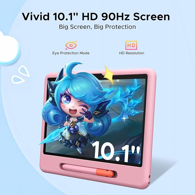 P10 Kids Tablet for Ages 3-7, Android 16 Tablet, Gemini AI, 10 Inch Tablets, 90Hz, 32GB RAM+64GB ROM, 7000mAH, 5G WiFi, Face ID, Kids Tablets with case,Includes a Child Protective case and Pen