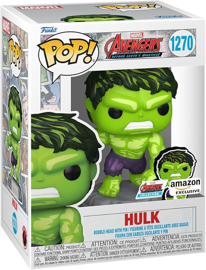 Funko Pop & Enamel Pin: The Avengers: Earth's Mightiest Heroes - 60th Anniversary, Hulk with Enamel Pin - Marvel Comics - Amazon Exclusive - Collectable Vinyl Figure - Gift Idea - Superheroes Fans