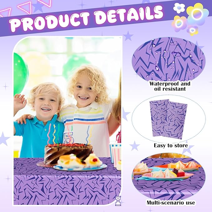 2 Pcs Birthday Party Decorations Plastic Cute Birthday Tablecloth 108 x 54 Inches Disposable Rectangle Tablecover for Boys Girls Kids Baby Shower Party Supplies (Kpop Style)