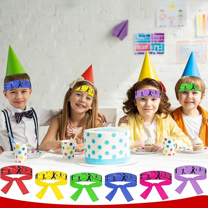 ZOIIWA 24Pcs Karate Headbands Birthday Party Favors Colorful Karate Themed Headbands Party Decorations for Kids Boys Girls Adults Birthday Party Supplies
