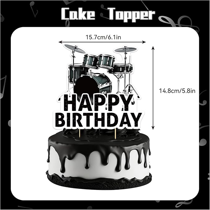 Drum Party Supplies Music Drum Birthday Party Decorations Includes Drums Happy Birthday Banner Cake Topper Cupcake Toppers Balloons for Drummers Birthday Party Baby Shower Decorations