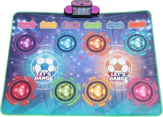 Keenso Double Player Dance Mat Interactive Challenging Levels Electronic Dance Mat, Dancing Game Pad for Kids, AA Battery X4, 105.5 X 80cm