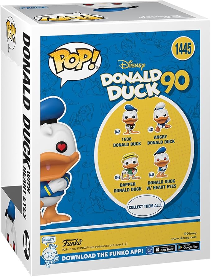 Funko Pop Disney: Donald Duck 90th Anniversary - Donald Duck with Heart Eyes - Collectable Vinyl Figure - Gift Idea - Official Merchandise - Toys for Kids & Adults - Cartoon/Animation Fans