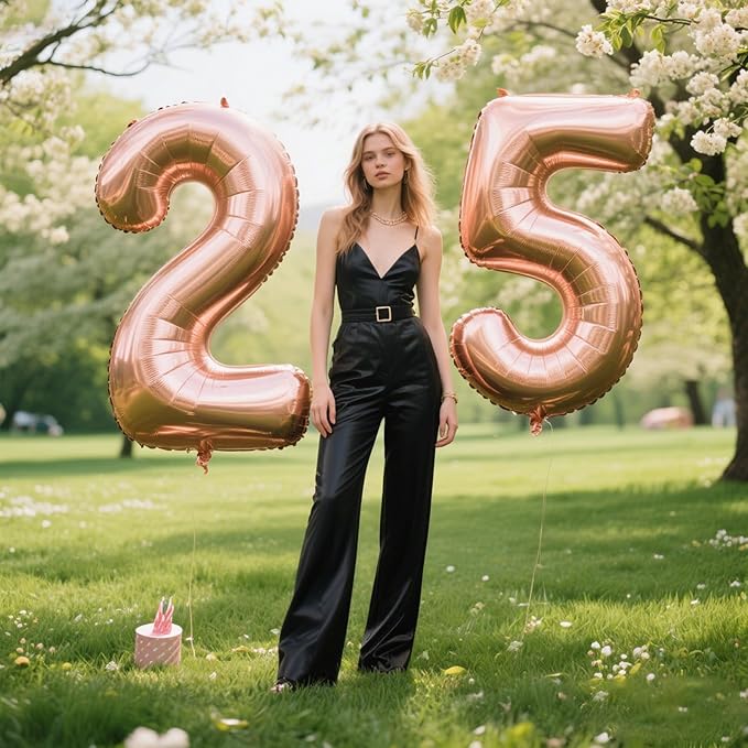 40 Inch Rose Gold Balloon Number 25 Balloon,Jumbo Mylar Foil Helium Balloon for 25 Digital Balloons for Birthday Party,Wedding Anniversary Party Decorations