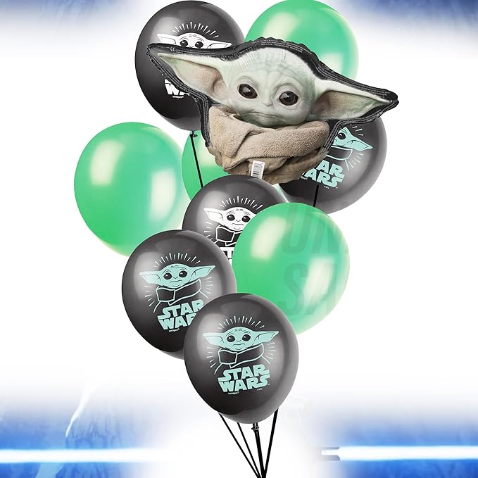 Baby Yoda Themed Happy Birthday Party Balloons Kit, Latex & Foil Balloons with The Child , 19 Balloon set, Perfect for Birthday days, garland, favors & Mandalorian Decorations or Star Wars Supplies