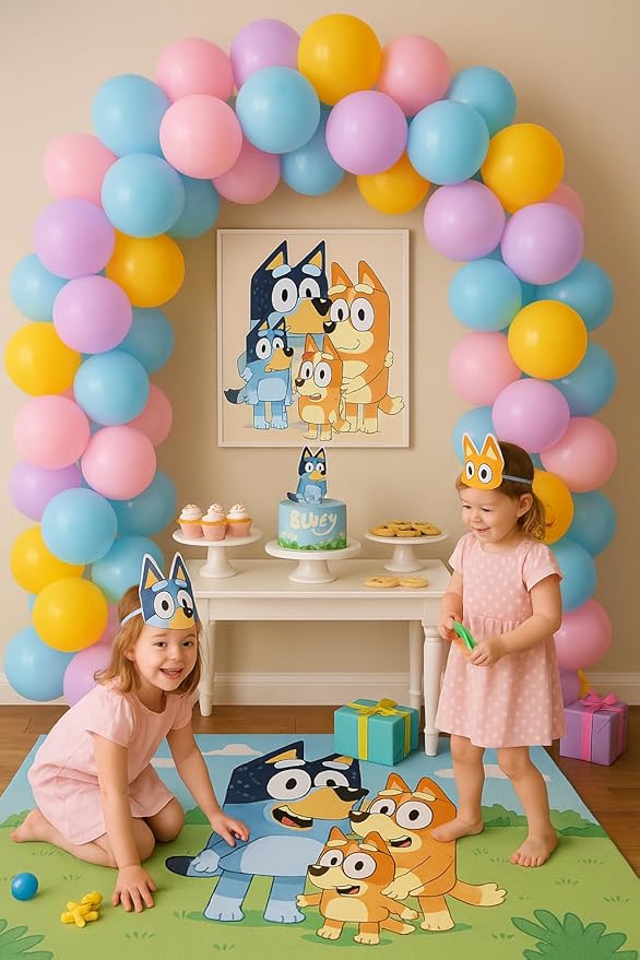 Blue Dog Daisy Balloon Arch Garland Kit for Girls Wackadoo I'm Two Birthday Puppy Pawty Blue Dog Party Bingo Birthday Daisy Flower Groovy Party Decorations (Pink Blue Daisy)