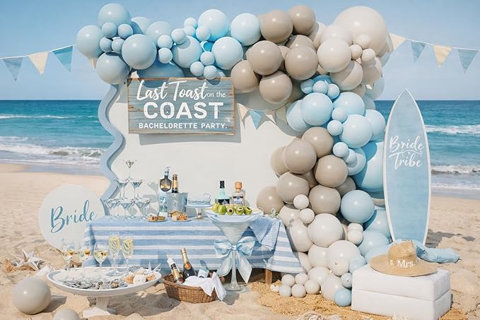 Blue White Sand Balloon Arch kit for Last Toast on the Coast Bachelorette Beach Coastal 30th Birthday Bach Final Fiesta Bridal Shower Party Decoration (Dusty Blue)