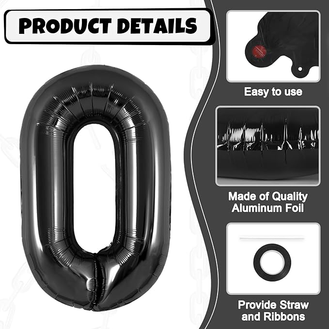 24 Pcs Chain Balloons,Giant Black Chain Balloons Garland,16 inch Foil Chain Balloons for 80s 90s Party Decorations Birthdays Weddings Graduations Hip Hop Retro Theme Party Supplies (Black)