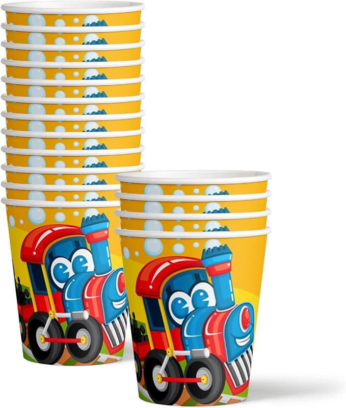 All Aboard! Train Birthday Party Supplies Set Plates Napkins Cups Tableware Kit for 16
