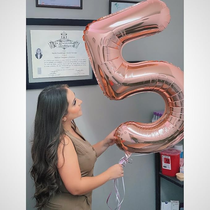 Rose Gold 5 Balloon, Number Balloons 40 Inch, 5th Birthday Balloon Decorations, Rose Gold Party Supplies, 5 Number Balloons, Number 5 Balloon