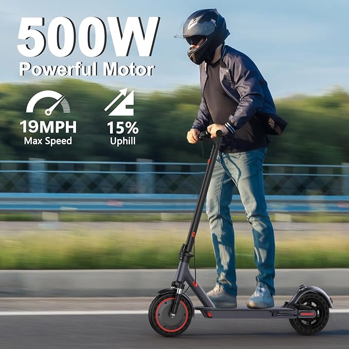 VOLPAM Electric Scooter, 350W/500W Powerful Motor, 8.5"/10" Solid Tires, 19/21Mph, 28/23/21/16 Miles Max Range, Dual Braking