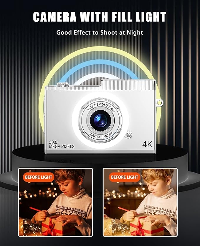 Kids Selfie Camera,8X Digital Zoom,40MP HD 1080P Video,with 32GB TF Card,Lanyard,USB-C Charging,Safe Durable Kids Digital Camera,Christmas Birthday Toy Gifts