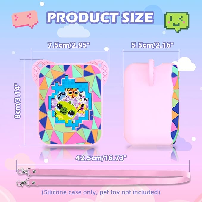 Silicone Cover Case for Bitzee Magicals Interactive Toy Digital Pet and Case,Case with Lanyard,Protective Case Holder Skin for Bitzee Virtual Electronic Pets for Girls & Boys Pink