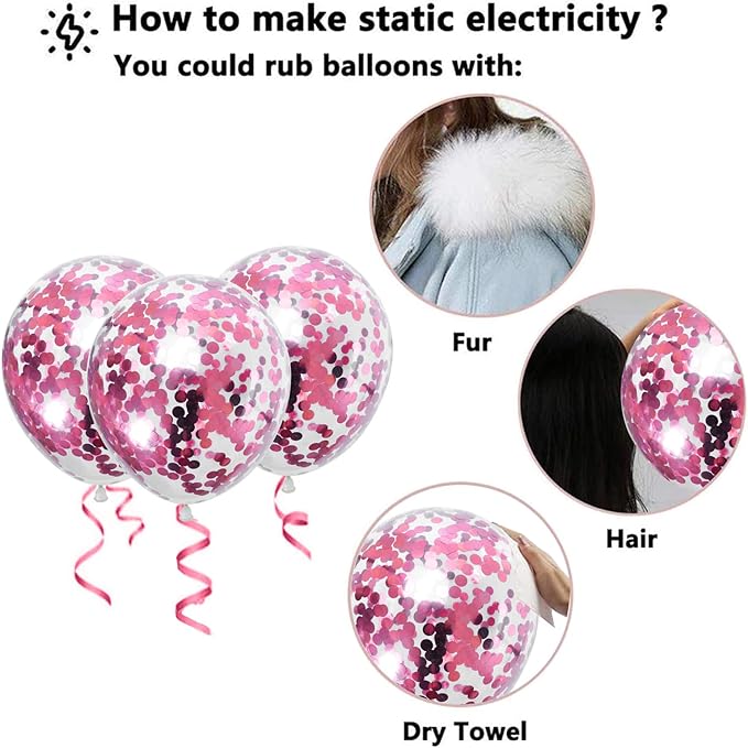 Togvu Hot Pink and Baby Pink Balloons, 60 Packs 12 Inch Premium Pink Latex Balloon with Confetti Balloon for Valentine's Day, Birthday, Baby Shower, Wedding, Princess Theme Party Decoration