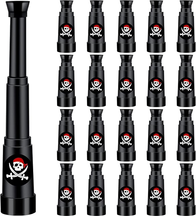 Charniol 20 Pcs Pirate Telescope Bulk Pirate Party Favors Mini Plastic Monocular Telescope Toddler Spyglass Toy for Treasure Find Pretend Cosplay Birthday Party