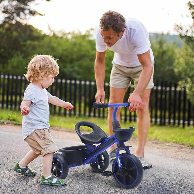 Kids Tricycle with Colorful LED Lights for Toddlers 1-3 Years, Stable 3-Wheel Design & Storage Basket for Fun Indoor Outdoor Ride, Gift for Baby Boy Girl