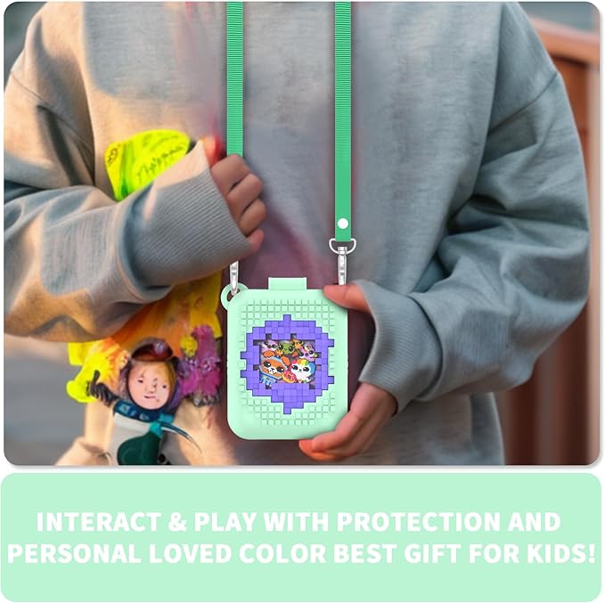 Soft Silicone Case for Bitzee Interactive Toy Digital Pet, Shockproof and Protective Carrying Case for Bitzee Interactive Electronic Pets with Lanyard (Mint Green)