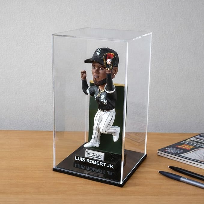 Bobblehead Display Case - Sturdy Premium Design - 3mm Thick Hard Acrylic Case for Bobble Heads, Action Figures, Beanie Babies, Stuffed Animals, Teddy Bears - Black Base