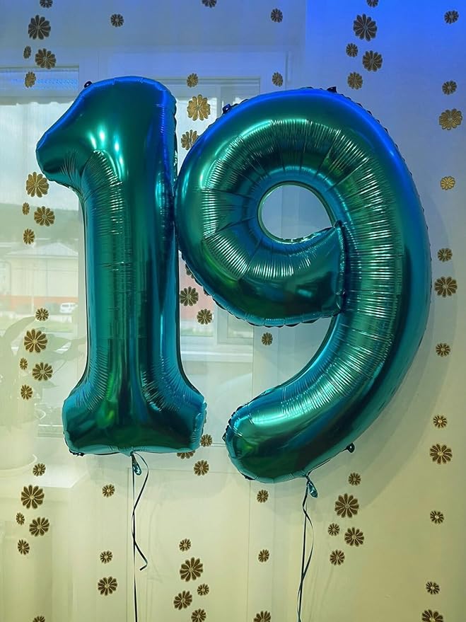 Teal Blue 40 Inch Big Number Balloon Birthday Decoration, Number 2 Helium Balloon 12 20 22 23 24 26 2025 New Years Celebration, Boy Girl Baby Anniversary Party Graduations Supplies Decorations