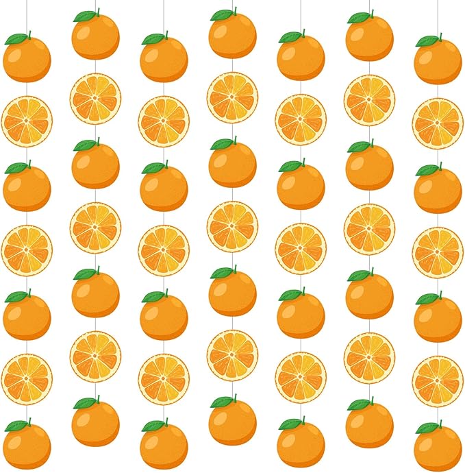 8 Pcs Orange Party Decorations Citrus Slice Birthday Hanging Garlands Banner Tangerine Paper Cutouts Streamer for Little Cutie Orange Baby Shower Wall Ceiling Spritz Decor Supplies
