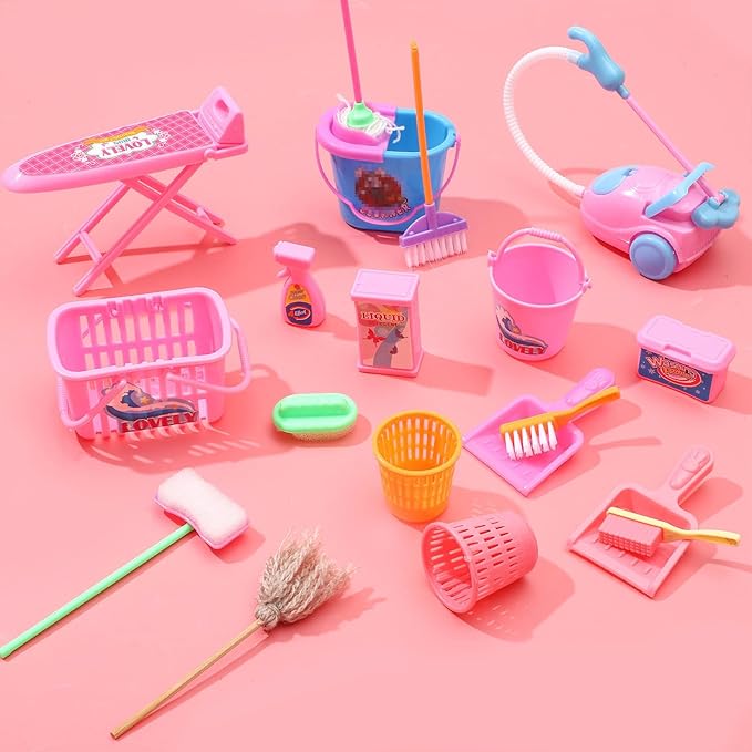 ONEST 24 Pieces Housework Cleaning Supplies Miniature Mini House Accessories House Furniture Decoration Accessories
