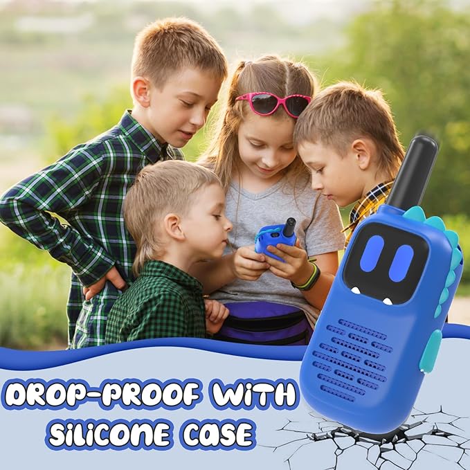 Selieve Walkie Talkies Kids with Dinosaurs Silicone Sleeve 1000FT Range 2 Channels 2 Way Radio,Boys Toys Age 4-6 Toddler Walkie Talkies 3-12 Year Old Boy Birthday Gifts Children Backyard Toys