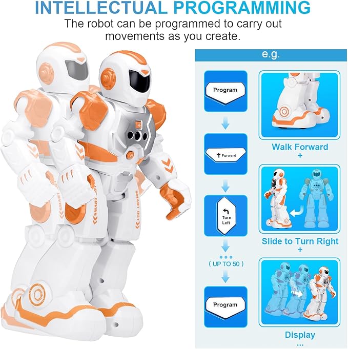 KingsDragon Robots Toy for Kids, RC Gesture Sensing Toy, Interactive Walking Singing Dancing Robot Birthday Presents for Boys Girls Age 6 7 8 9 Years Old,Orange