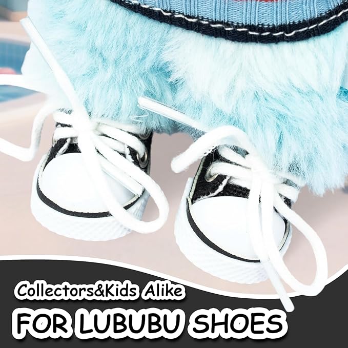 Mini Doll Shoes, 1 Pair Cute Lace Up Canvas Sneakers Compatible for 17cm/15cm Doll Shoes Toy Outfit Accessories Easter Gifts(Black)