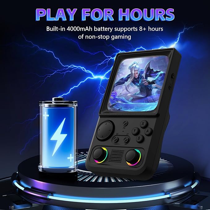R36TMAX Retro Handheld Game Console, 4.0 Inch IPS HD Screen Retro Gaming Console, Handheld Game Console with 18000+ Classic Games, Supports WiFi Networked Fighting and OTG, Built-in 64G-Classic Black