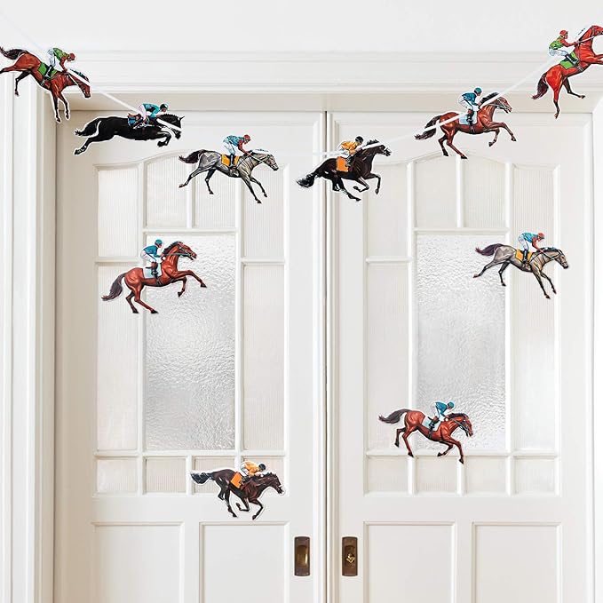 Derby Day Decorations Horse Racing Party Banners Party Supplies Horse Racing Garland Streamers Decorations, Pre-assembled