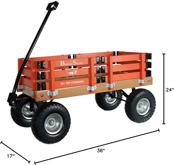 Berlin Flyer Sport Wagon - Model F410 - Amish Made in Ohio, USA - 10" No-Flat Tires (Orange)