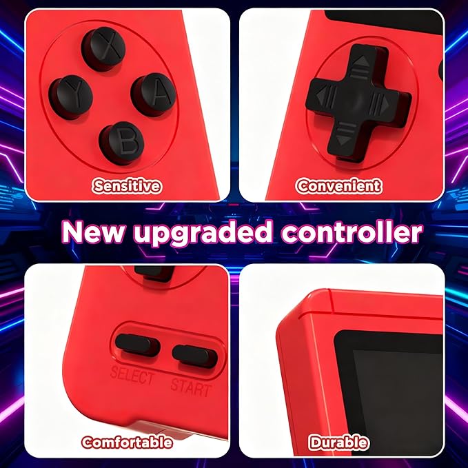 Handheld Games Console, Built-in 500 Video Games, Portable Video Gaming Player with 3.0 Inch lPS Screen，Rechargeable Retro Electronic Gaming System, Pocket Mini Arcade