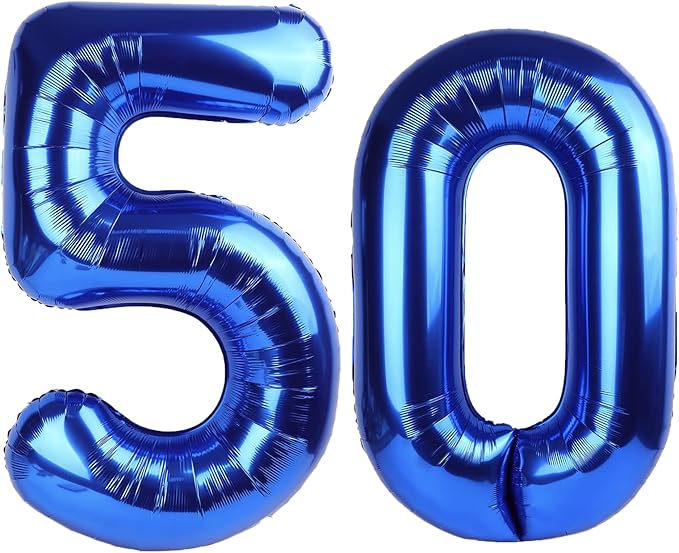 40 Inch Navy blue Number 50 Digital Balloon,Jumbo Mylar Foil Helium Balloon for 50 Balloons for Birthday Party,Wedding Anniversary Party Decorations