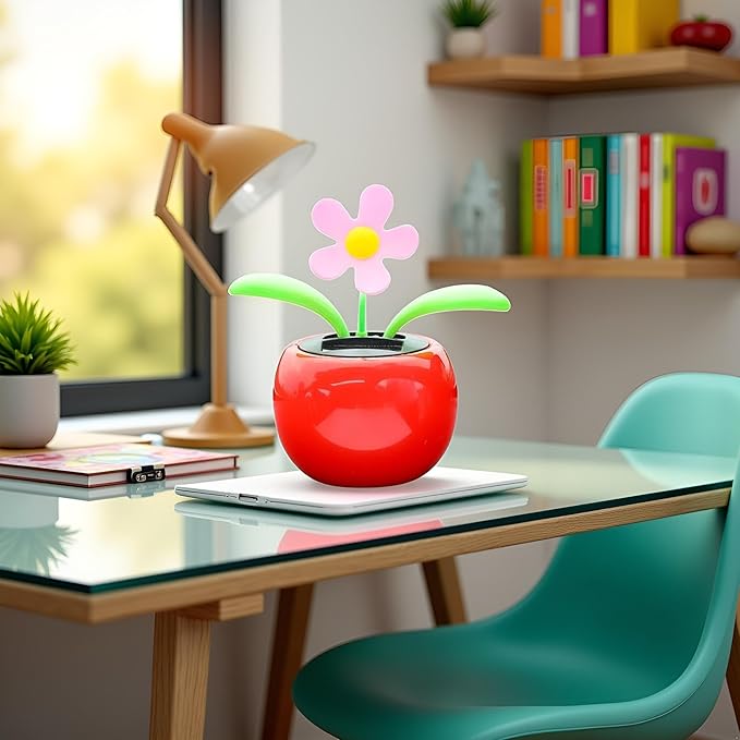 Orange Solar Powered Dancing Flower | Desk, Window, Or Car Decoration Gift Toy | No Batteries Required | Fun Swinging Solar Flower, Learning and Education, Solar Power Kits