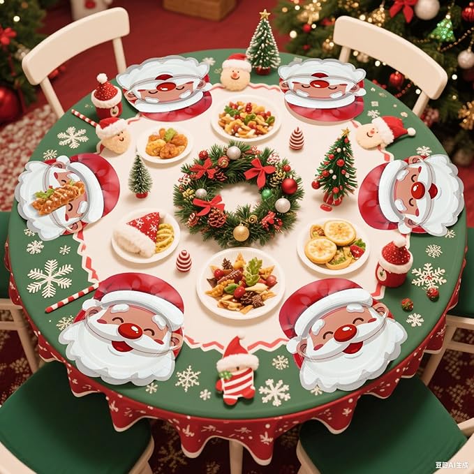 Christmas Plates, 60 Pcs Santa Paper Plates for Merry Christmas Decorations Xmas Winter Holiday Party Supplies