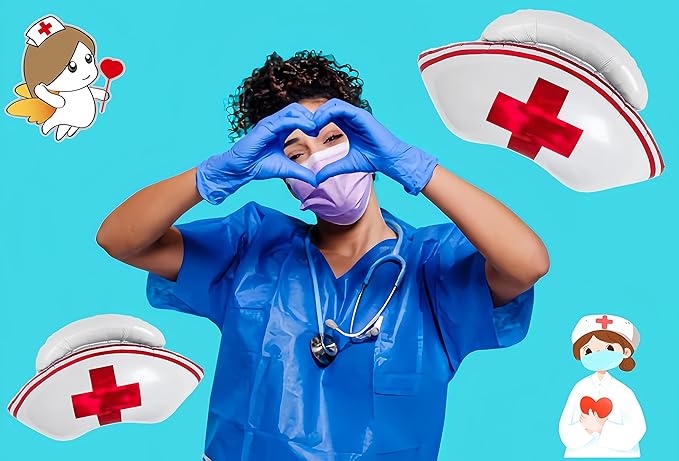 2Pcs Nurse Cap Balloons/Nurse Party Decorations/Nurse Graduation Decorations/Nursing Graduation Party Supplies/Nursing School Graduation Party Decorations/Nurse Balloons