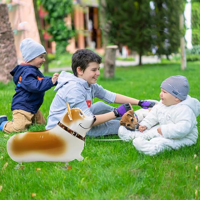 Cute Air Walkers Corgi Balloon Air Walk Pet Animal Doggy Balloon, 4 Pack Walking Corgi Dog Balloons Cartoon Animals Puppy Dog Party Supplies For Birthday Decoration Wedding Baby Shower Bridal Shower