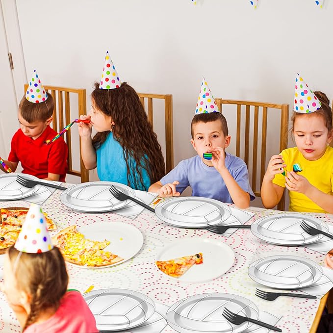 Qyeahkj 50 Guests Volleyball Plates and Napkins Party Supplies Volleyball Birthday Party Decorations Disposable Tableware Set Sports Dinnerware Favor for Kids Baby Shower Decorations, 200PCS
