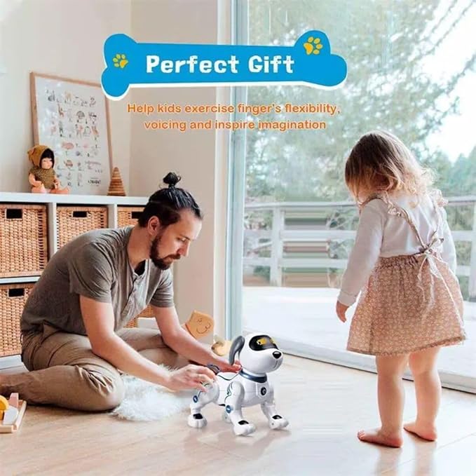 SmartyPup Intelligent Robot Dog Toy – Interactive Smart Pet with Voice Control, Gesture Sensors, Tricks, Programmable Moves & LED Expressions – Educational AI Puppy Toy for Kids Ages 3–12