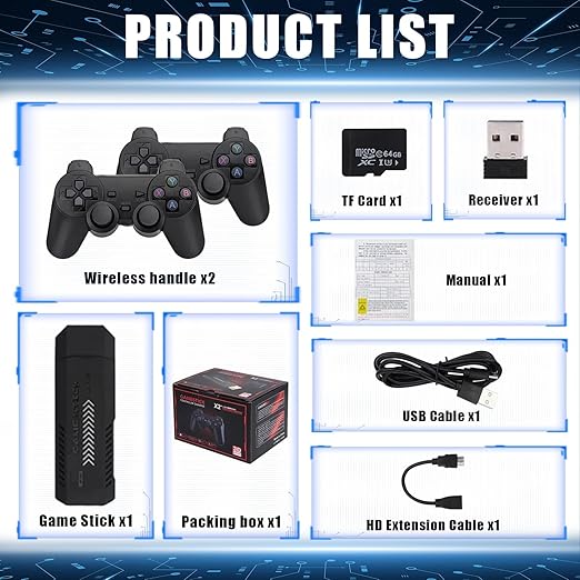 KINMRIS X2 Plus Retro Gaming Console 256G Built-in 60000 3D Games 50+ emulators 4K HD Video Game Stick Plug&Play With Two Wireless Controller
