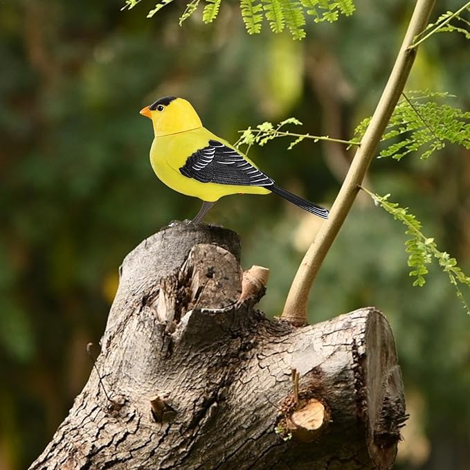 Electric Bird Toy, Realistic Singing & Chirping, Battery Operated, Light & Voice Control for Home Decoration