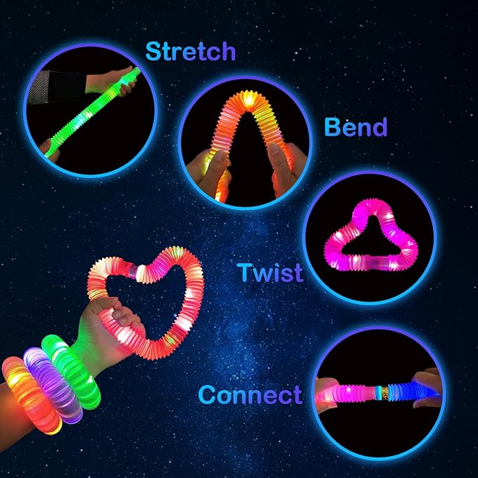 Glow in the Dark Party Favor Supplies for Kids 24 PCS, Easter Glow Sticks & Neon Glasses for Toddler,LED Light Up Toy Bracelet Necklace Accessories Decor for Mardi Gras Basket Camping Birthday Wedding